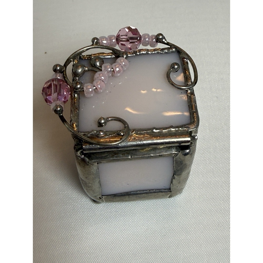 Vintage Tooth Fairy Pink Stained Glass Box Seven Sisters - Picture 3 of 8